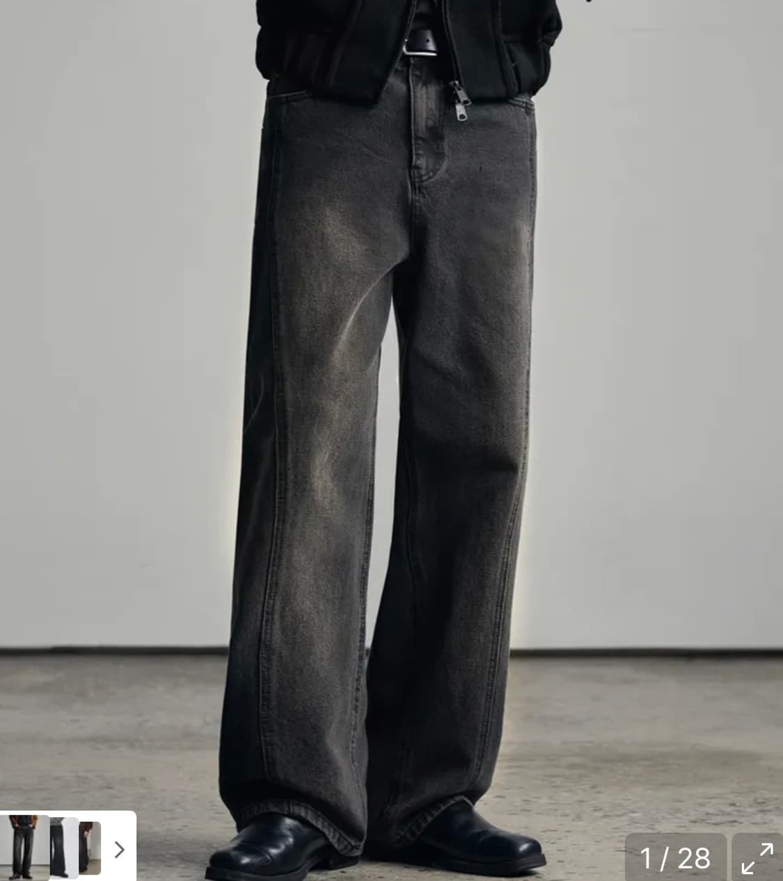 아웨데이즈 웨이비 커브드 와이드 데님 팬츠 상품이미지2