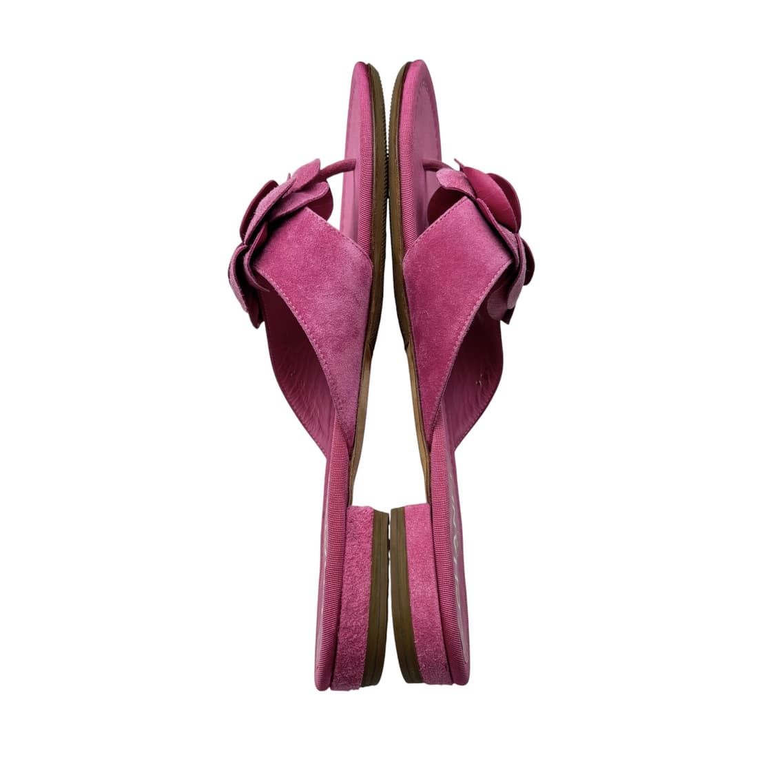 샤넬 37.5c 핑크 까멜리아 스웨이드 플랫 샌들. 카멜리아 상품이미지3