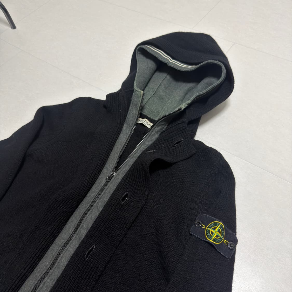 [레어, L] 00‘s 스톤아일랜드 아카이브 더블 후드 버튼 니트집업 상품이미지3