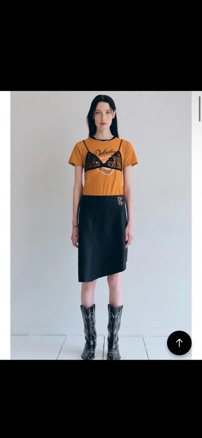 커렌트 빈티지 크랙 버클 스커트 상품이미지1