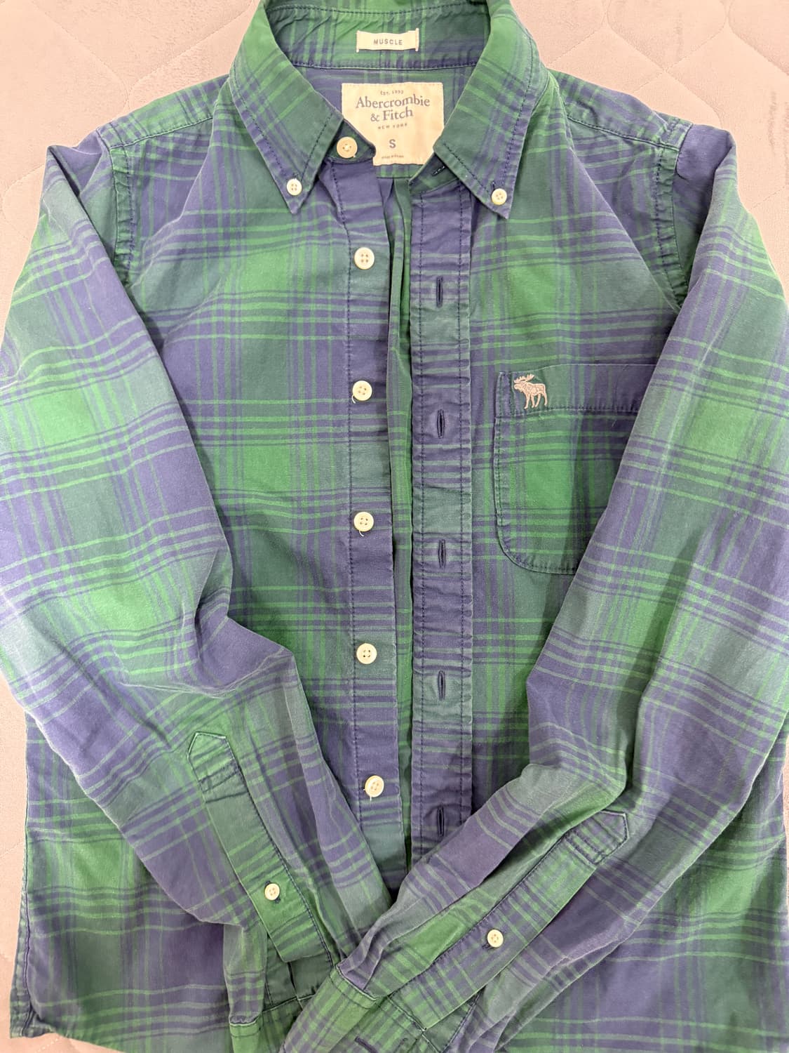 아베크롬비 체크 셔츠 S 그린/블루 구재 상품이미지1