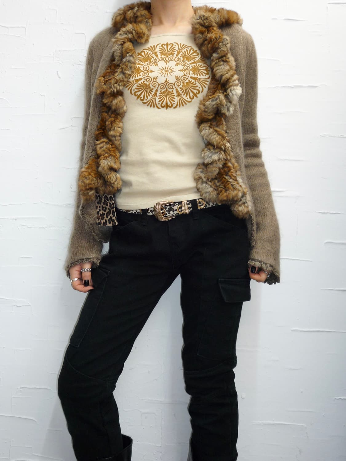 fur-trimmed neckline cardigan 상품이미지2