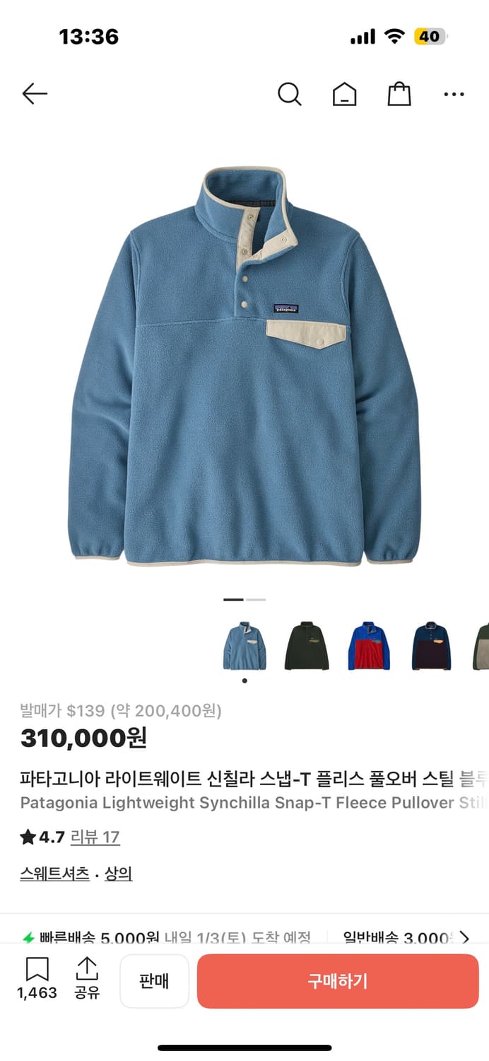 파타고니아 신칠라 스틸블루 상품이미지1