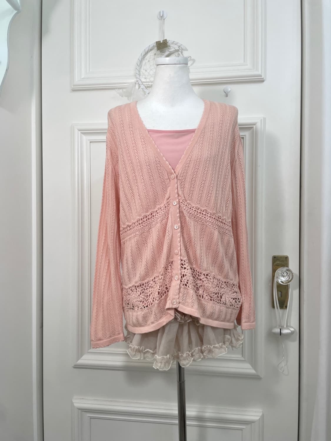 AYLESBURY coral crochet v-neck loose car 상품이미지1