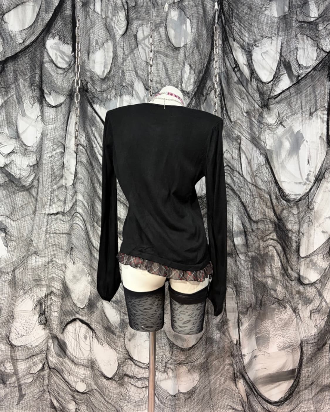 Y2k kitsch Gyaru lace frill knit long sl 상품이미지3
