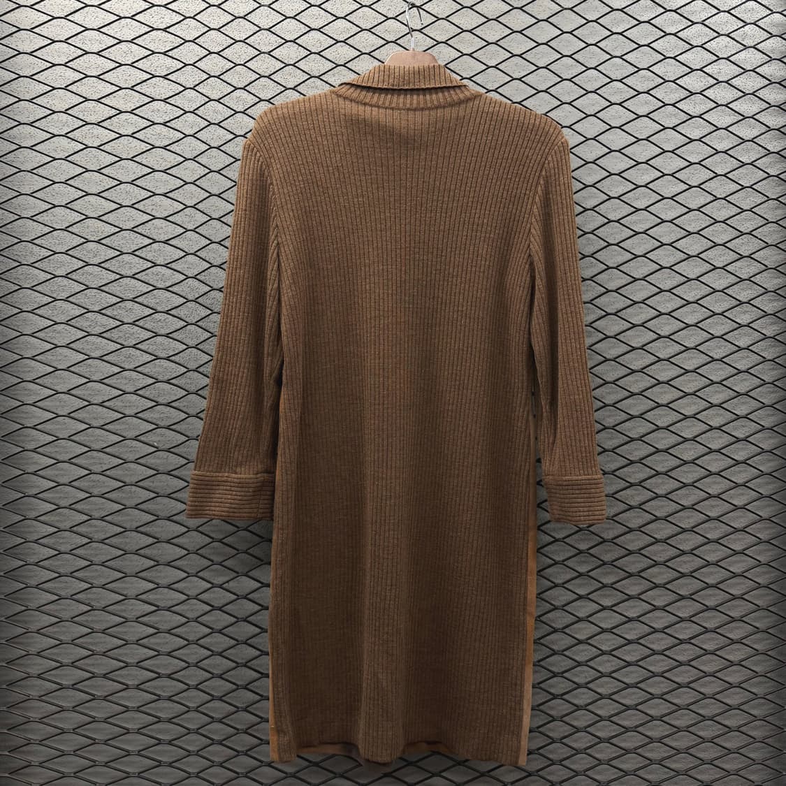 JPN VINTAGE 마블링 패턴 터틀넥 롱 원피스 골지 울패치 상품이미지3