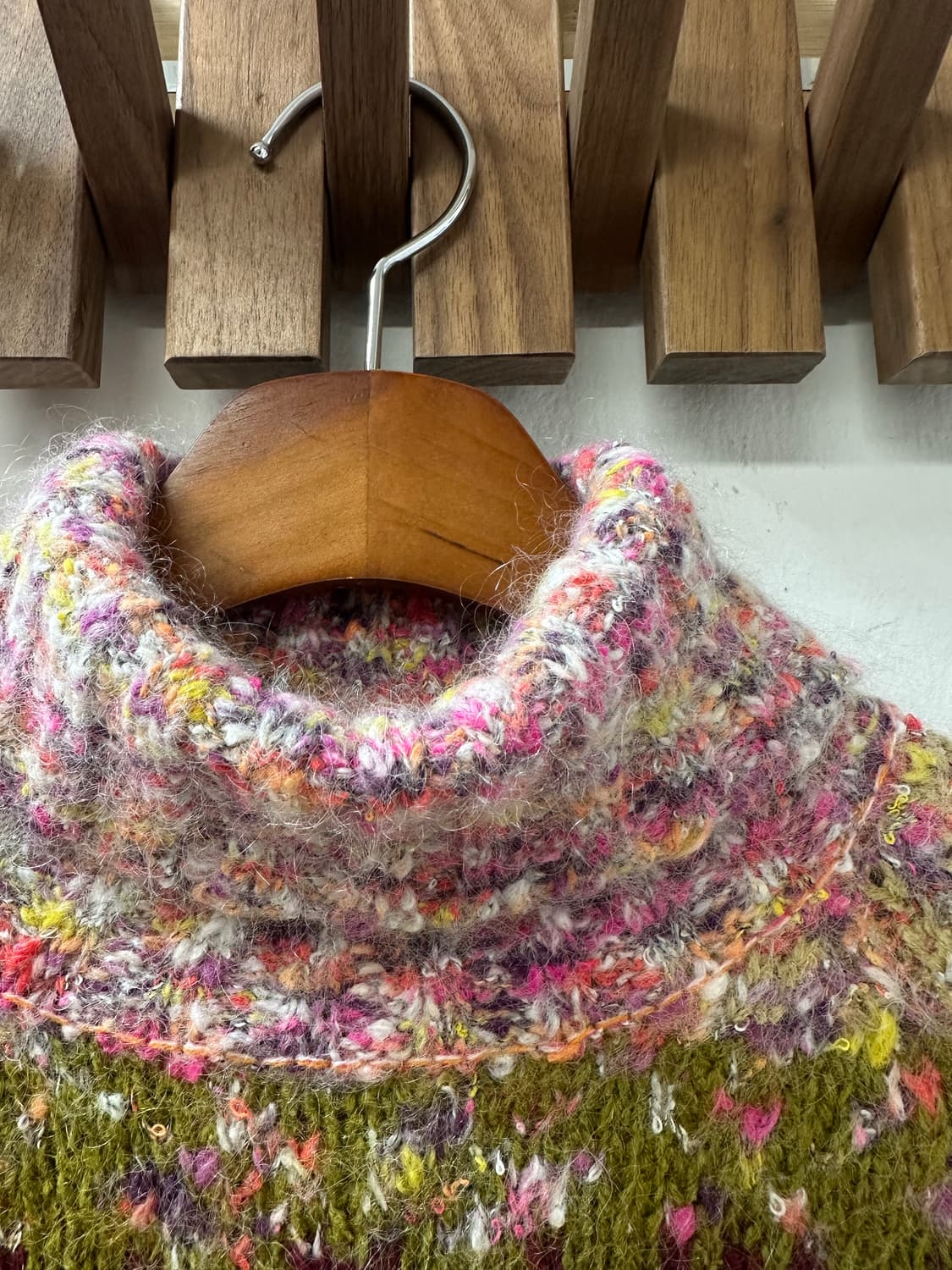 완전에이스✨일본빈티지 모헤어 믹스 멀티 컬러 니트 하이넥 스웨터 니트 상품이미지3