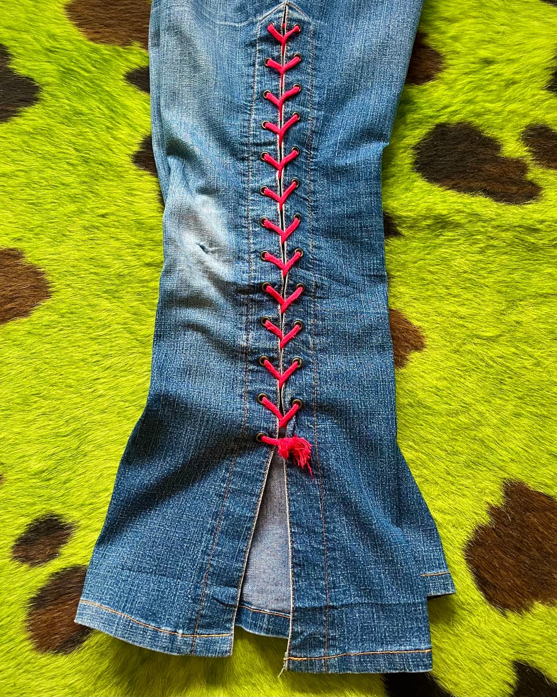 Old Western Lace-up Bell Bottom Jeans 상품이미지6