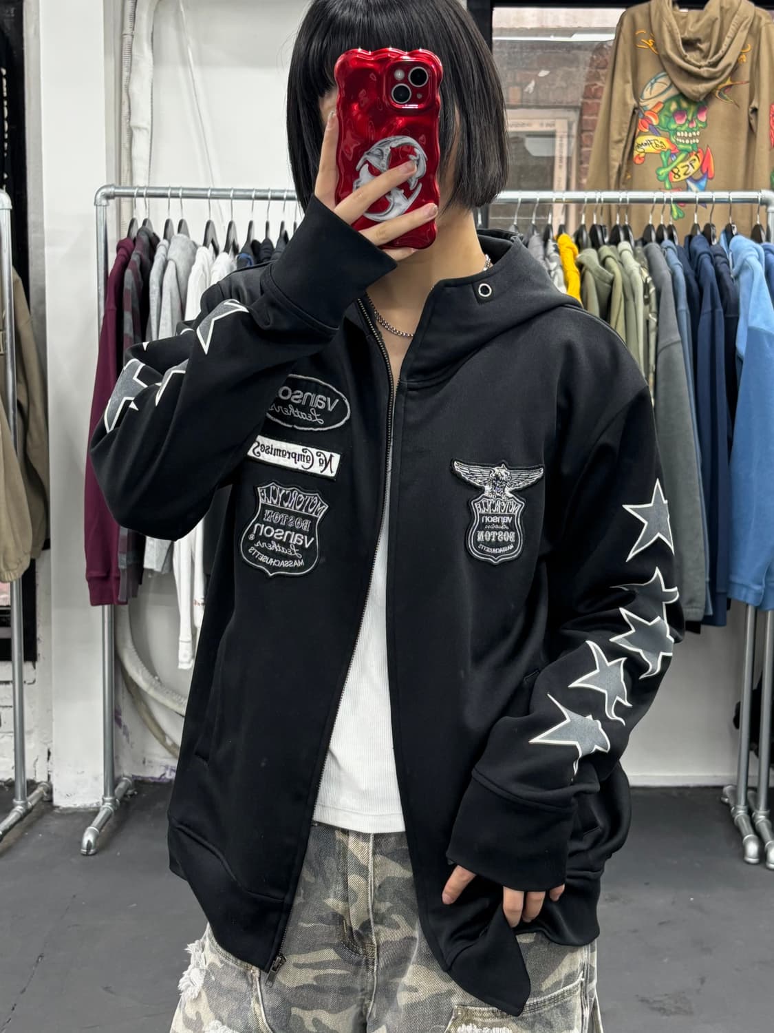 밴슨 레더 사이드 스타 후드집업 상품이미지4