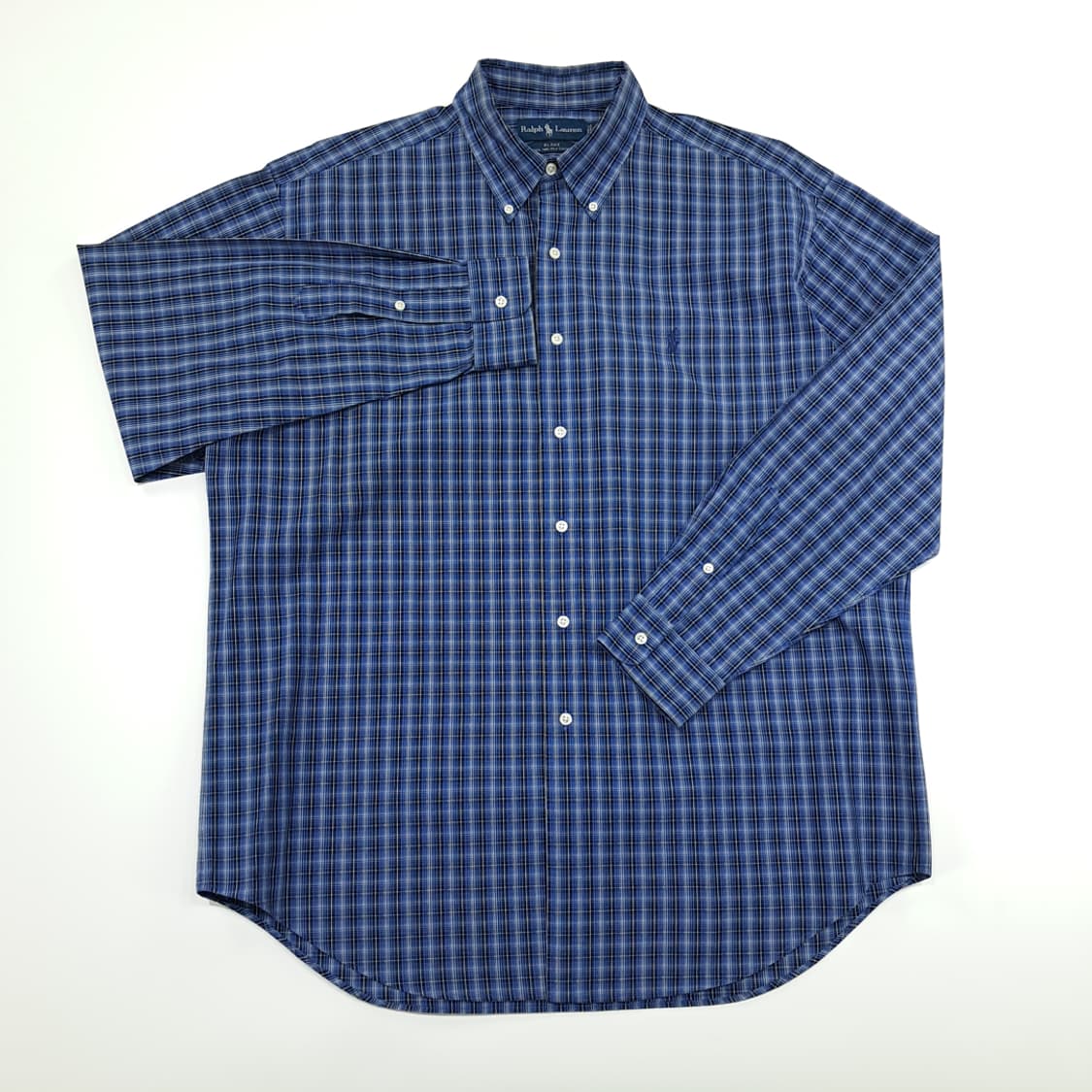 CN914 L 폴로 랄프로렌 블루 스몰타탄체크 긴팔 셔츠 남방 상품이미지2