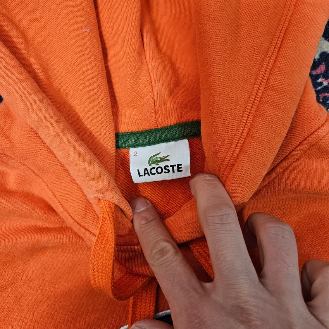 라코스테(Lacoste) 빅로고 오렌지 후드티셔츠
 상품이미지3