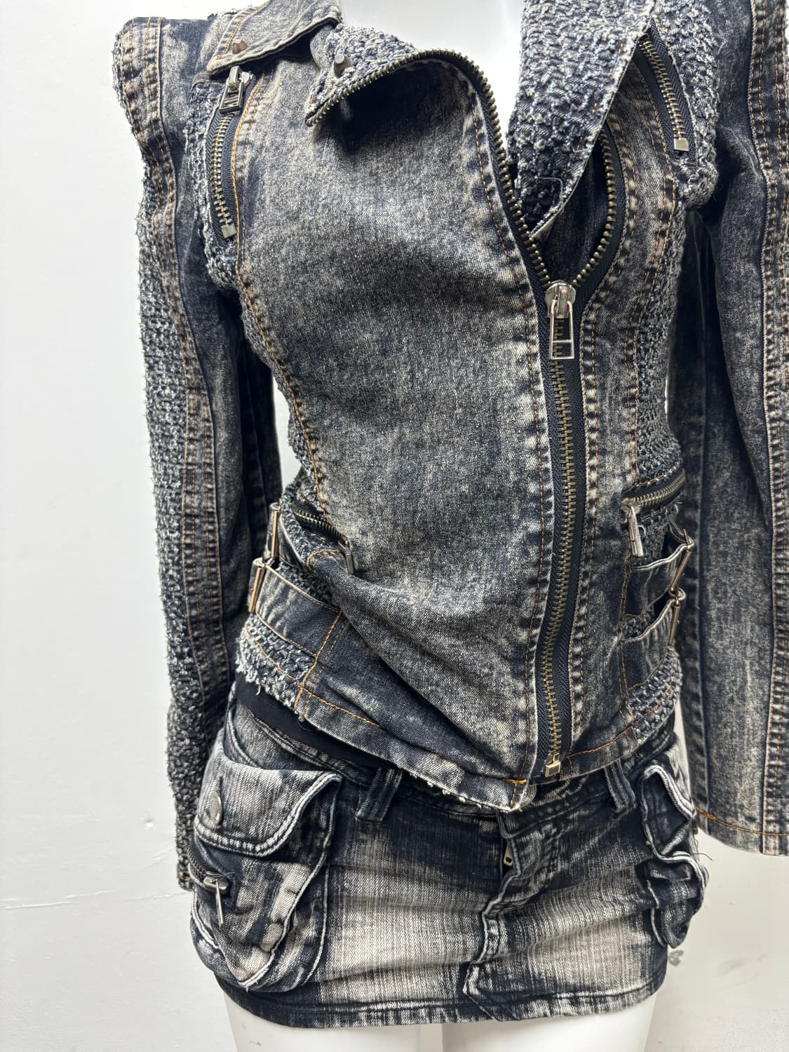 [Y2K] Rare Design Side Buckle Biker Jack 상품이미지5