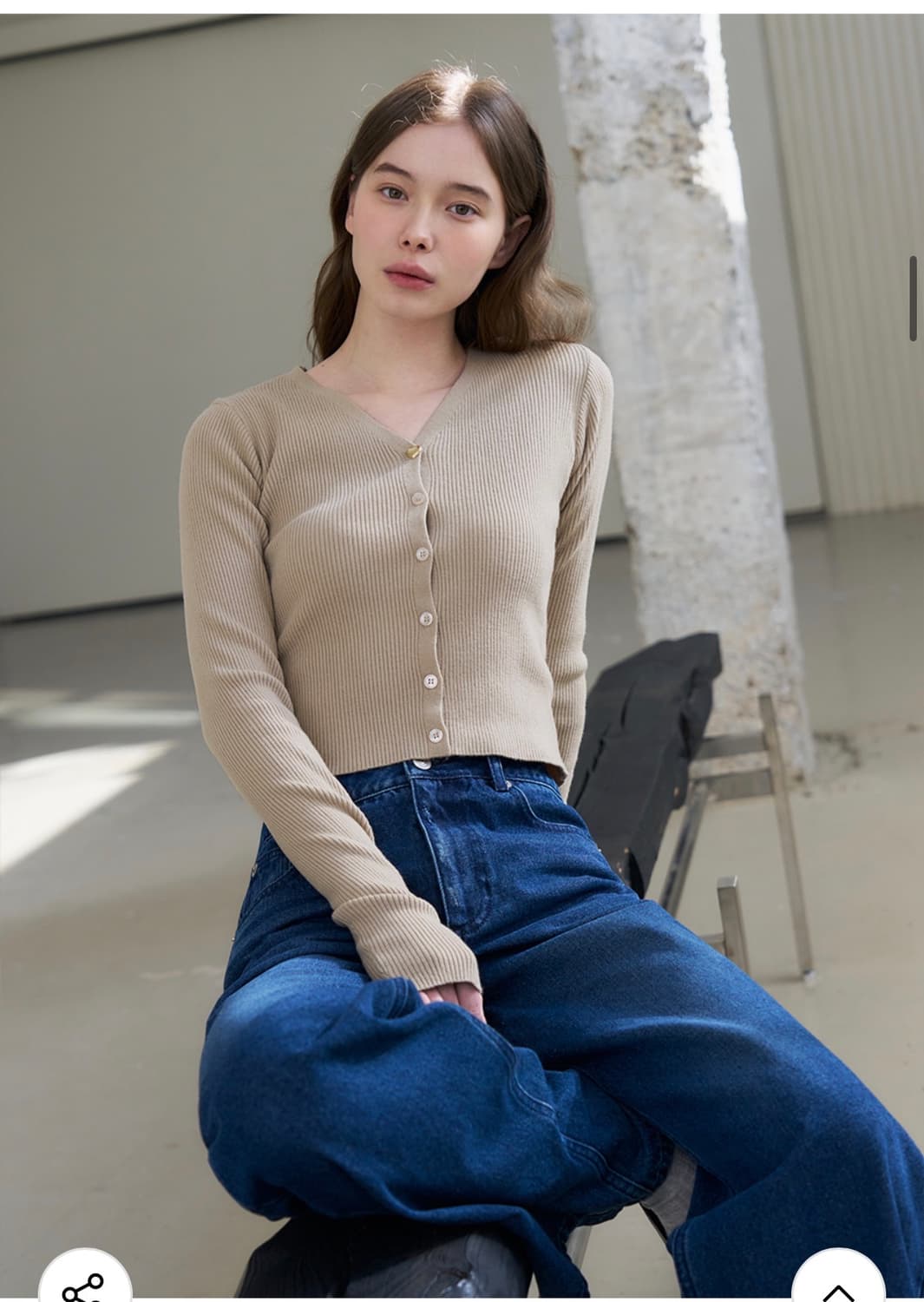 (새상품)(S) 드로우핏 우먼 슬림 골지 니트 가디건 판매 상품이미지1