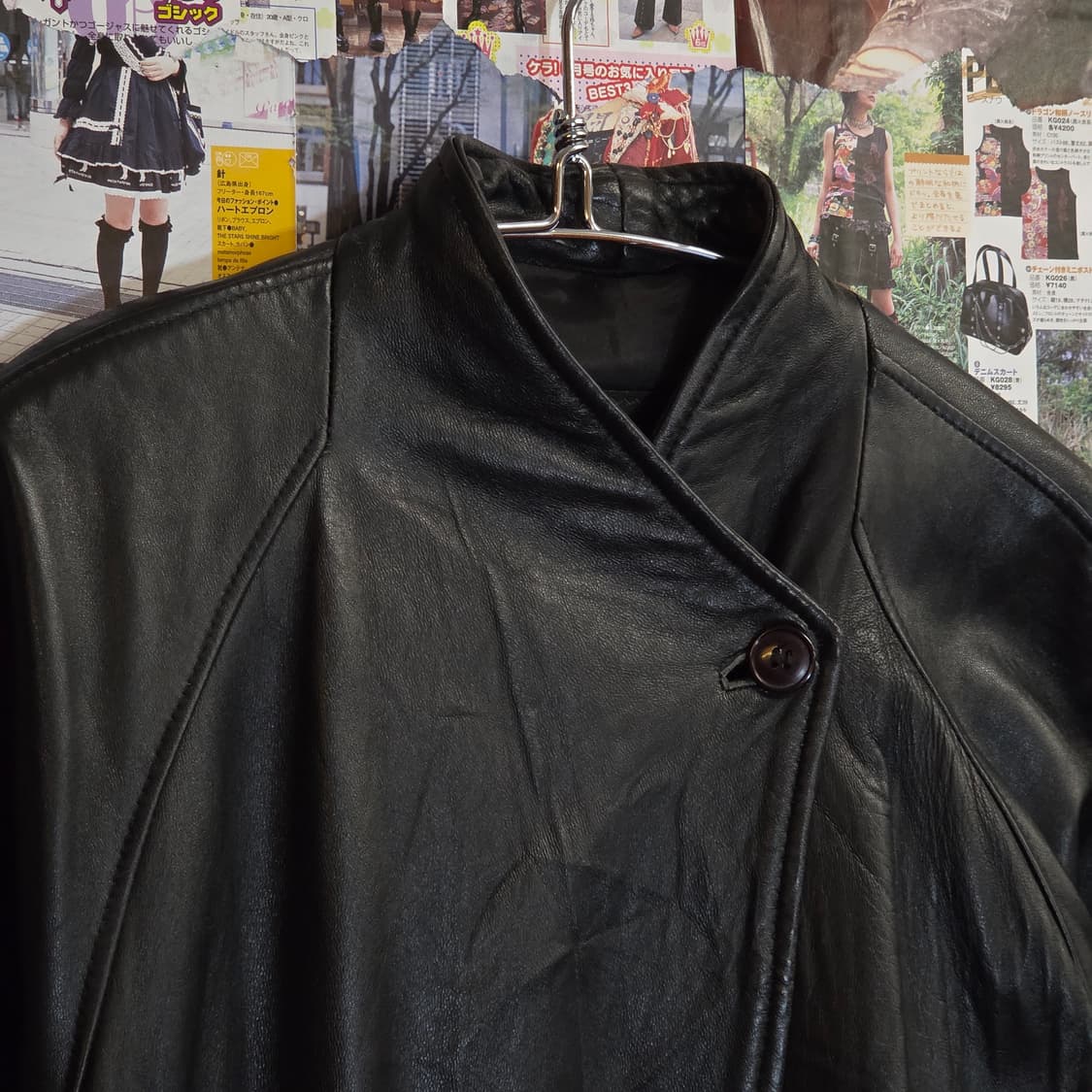 JPN 리얼레더 원버튼 가죽 코트 상품이미지4