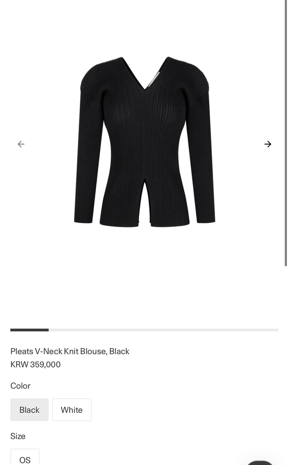 아모멘토 Pleats V-Neck Knit Blouse, Black  상품이미지1