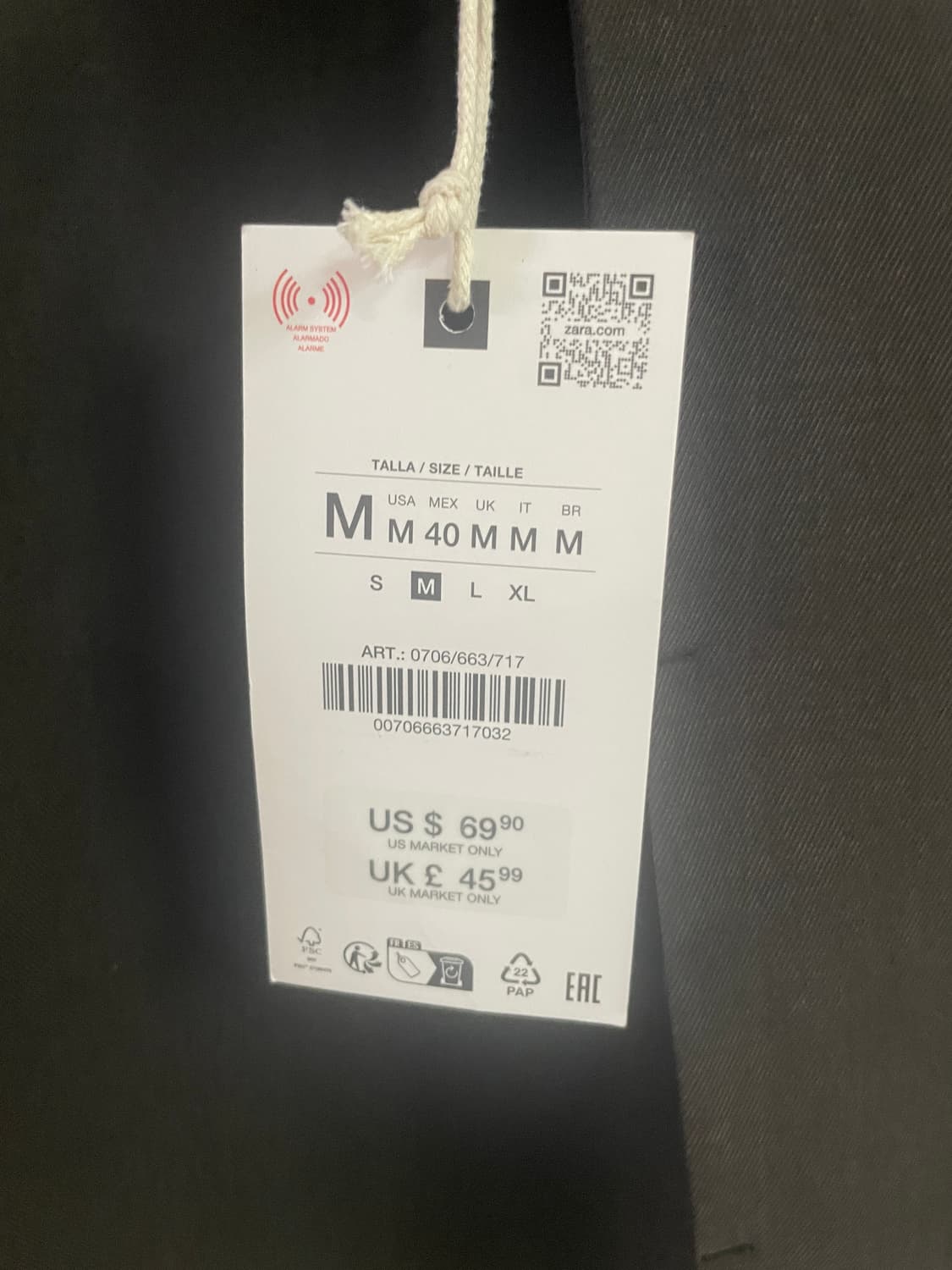 ZARA 남성 반팔 셔츠 새상품 (us.uk한정) M사이즈 다크브라운 상품이미지4