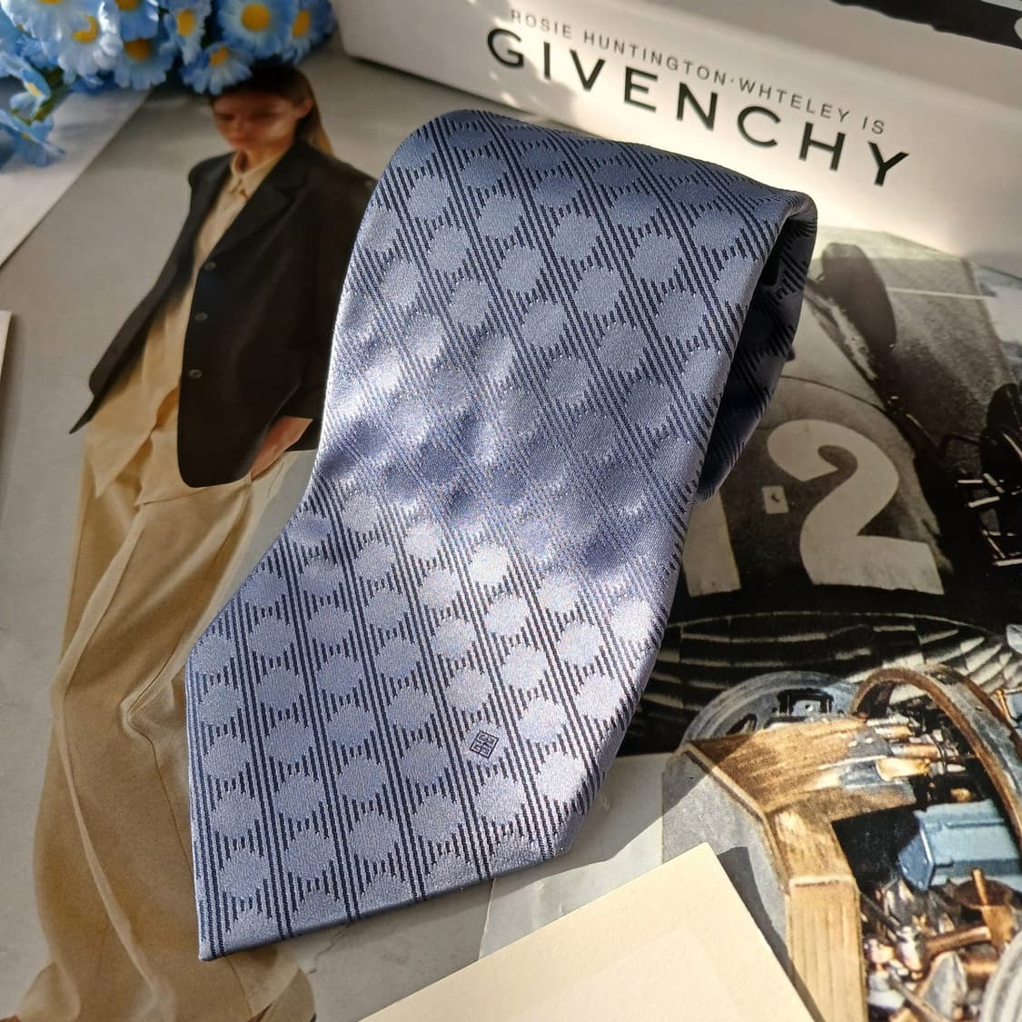 지방시 실크 블루 패턴 넥타이 8.5cm A+등급 A19487
 상품이미지3