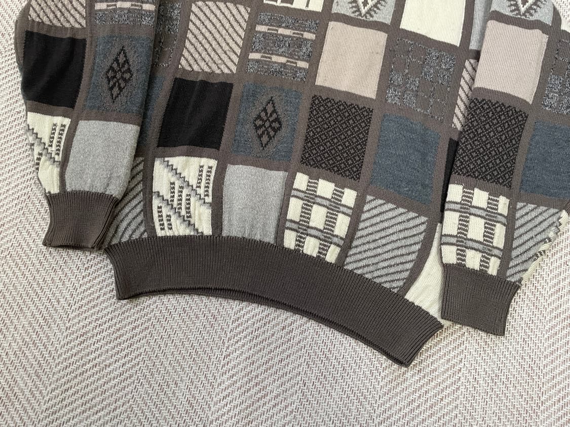 아라미스 지오메트릭 패치워크 자카드 니트 상품이미지2