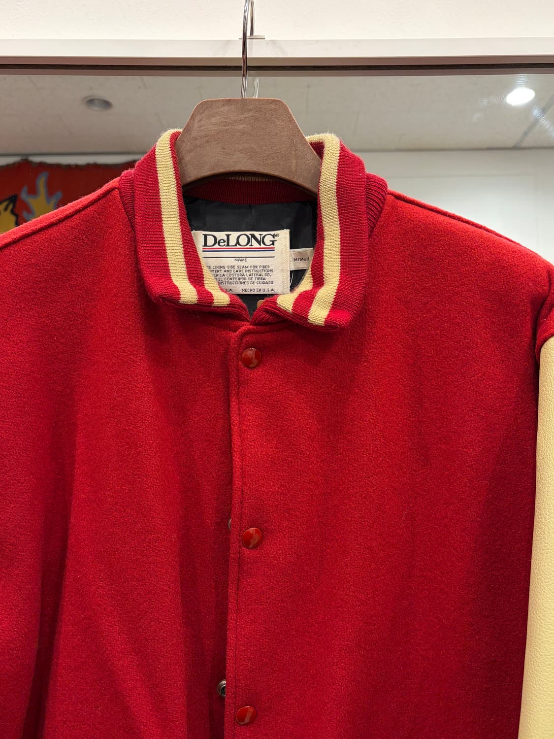 90s Delong 리얼레더 울 바시티 자켓 (made in USA) 상품이미지3