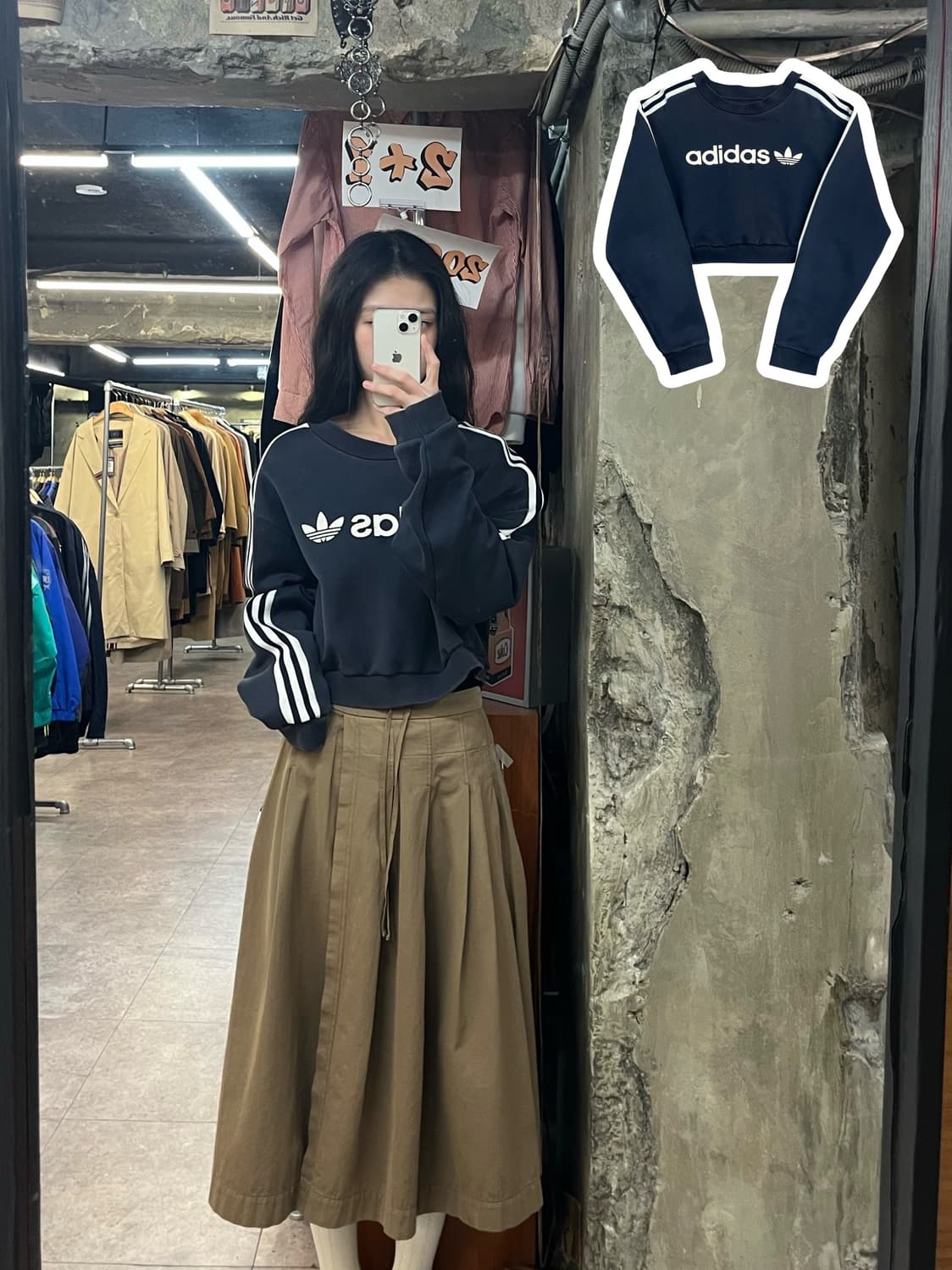 아디다스 크롭 맨투맨 네이비 105 #csz3391 상품이미지1