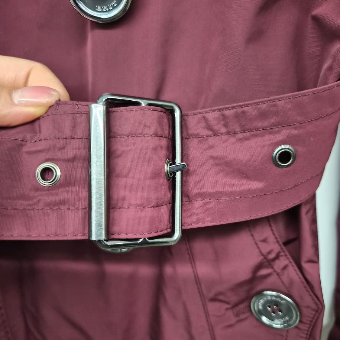 버버리 와인색 트렌치 숏코트 여성 S 상품이미지5
