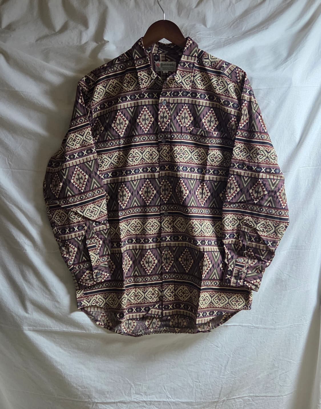 빈티지 아즈텍 패턴 코튼 100 셔츠 L 상품이미지2