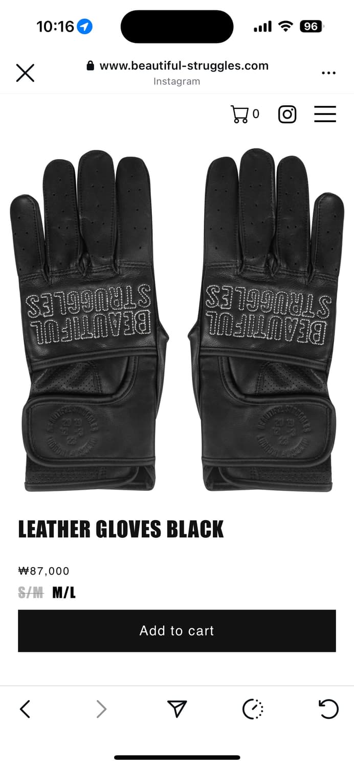 beautiful struggles 레더 글러브 장갑 S/M 사이즈 상품이미지1