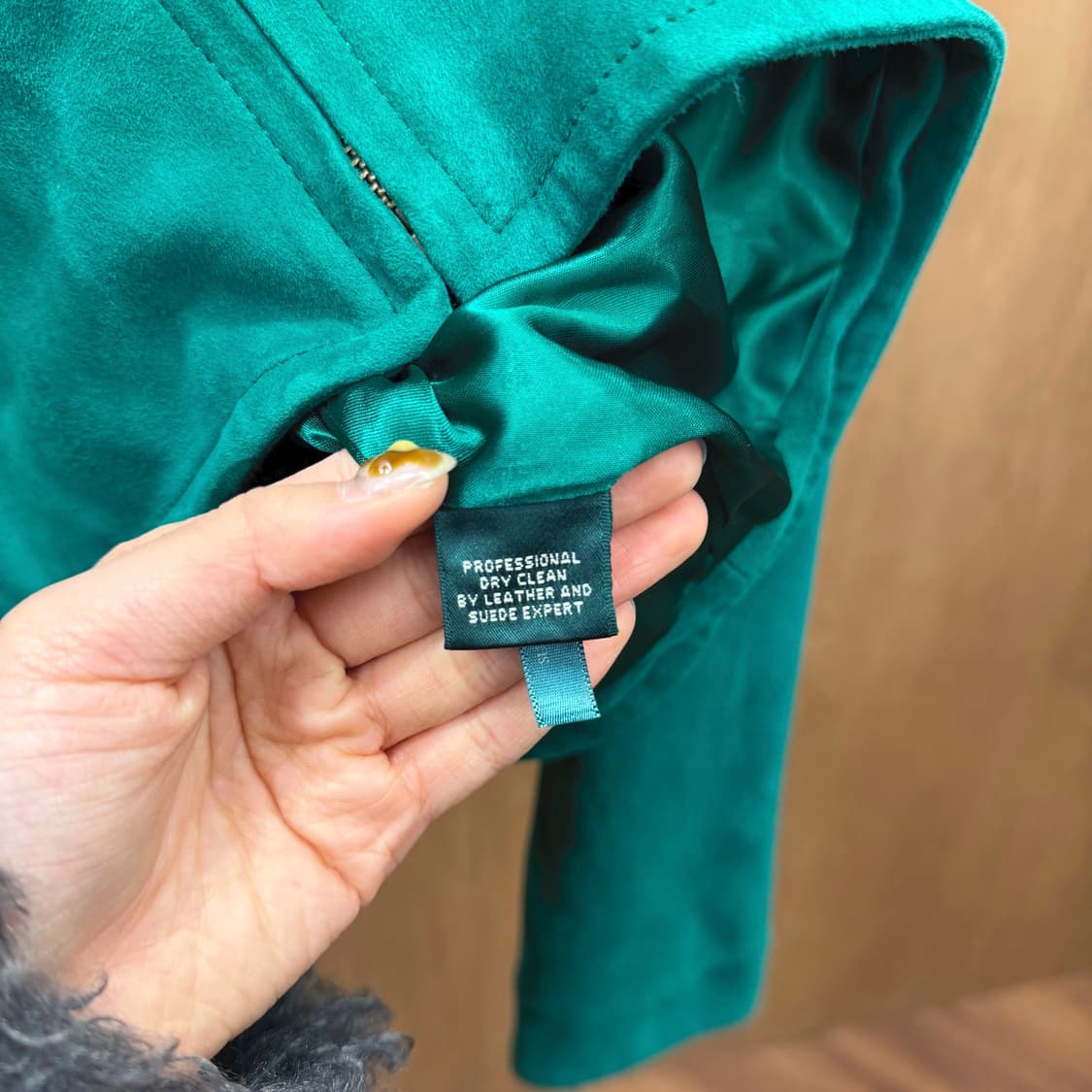 로렌 랄프로렌 스웨이드 자켓 카라넥 사이드 버클 스트랩 디테일 그린 상품이미지7