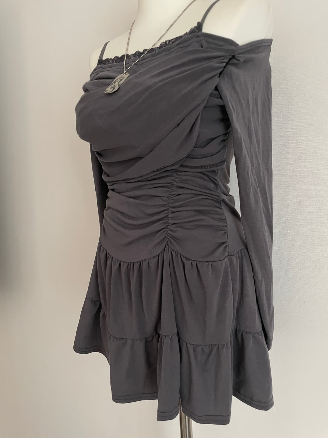 레이스 셔링 미니원피스 상품이미지3