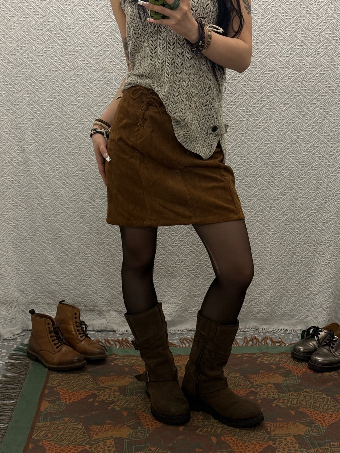 빈티지 코지 모리걸 러블리 캐주얼 코르셋 리본 미니스커트 K0143 상품이미지1