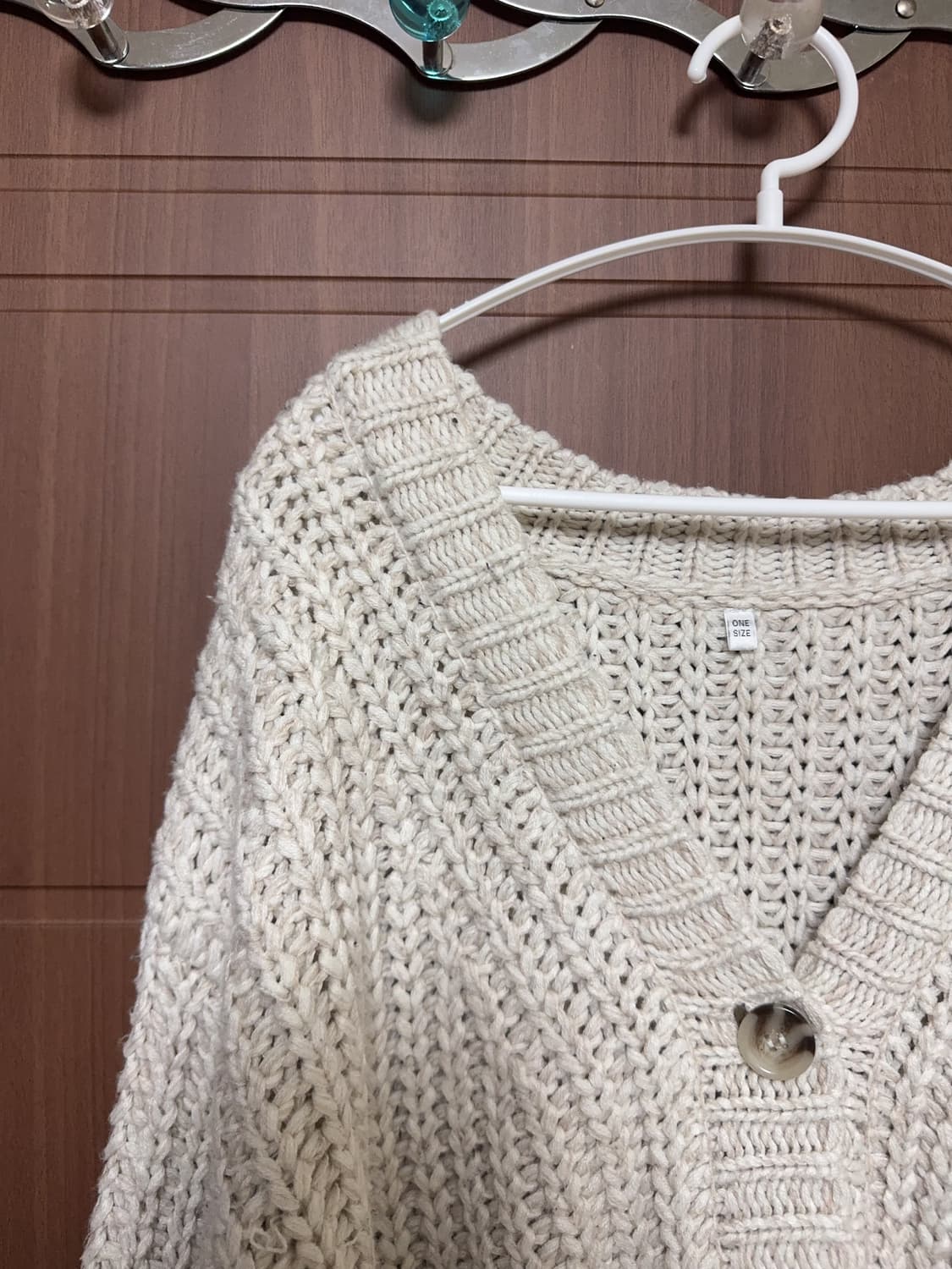 모리걸 하구미 일본 빈티지 아이보리 브이넥 니트 뜨개 가디건 원피스 상품이미지2