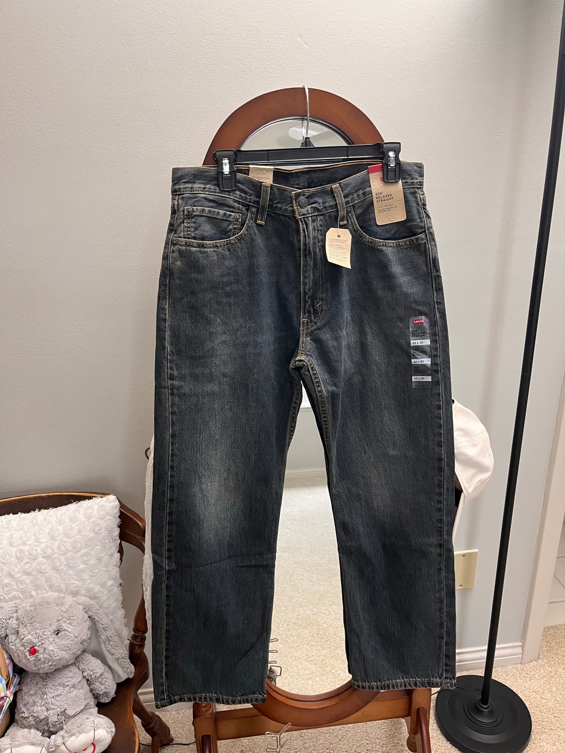 [새상품/W32] 리바이스 555 릴렉스 스트레이트 흑청 (브라운 안감) 상품이미지1