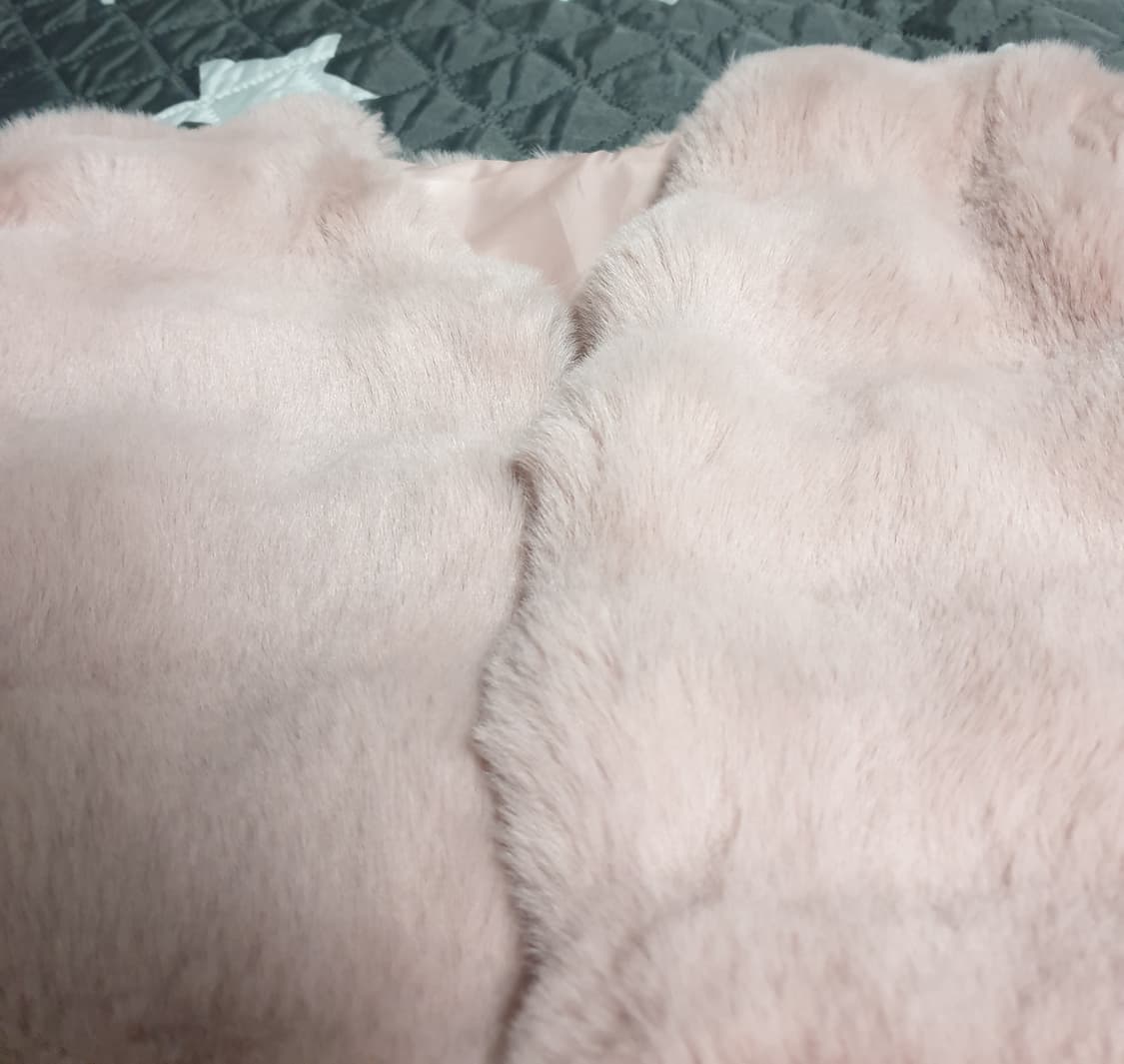 인조모피 크롭 웨이브 퍼 자켓 라이트핑크 (F) 상품이미지2