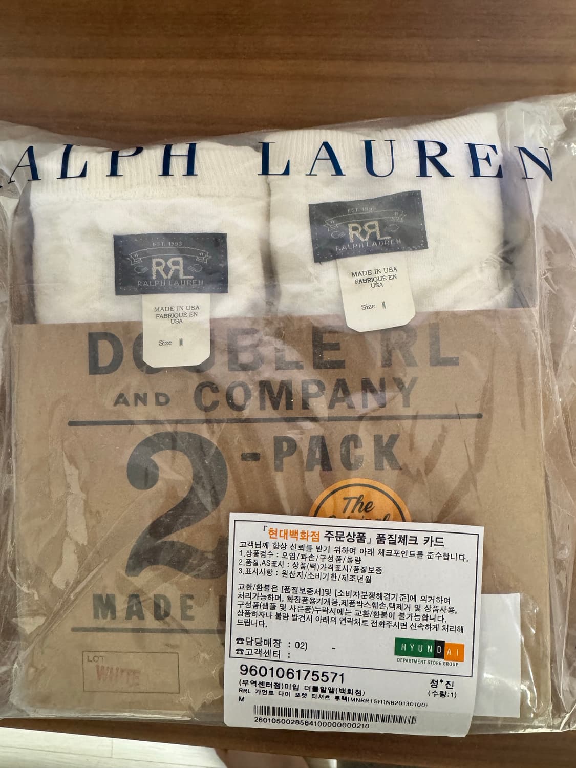 (백화점)RRL 더블알엘 가먼트다이 포켓 티셔츠 2pack L사이즈 상품이미지1