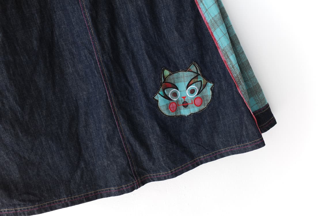cat check denim skirt  상품이미지4