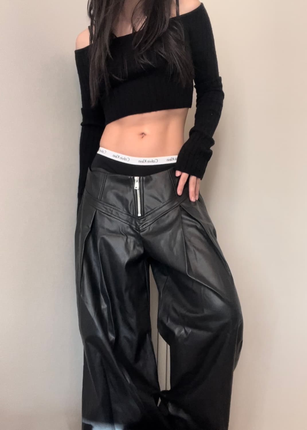 black crop knit sleeve 상품이미지4