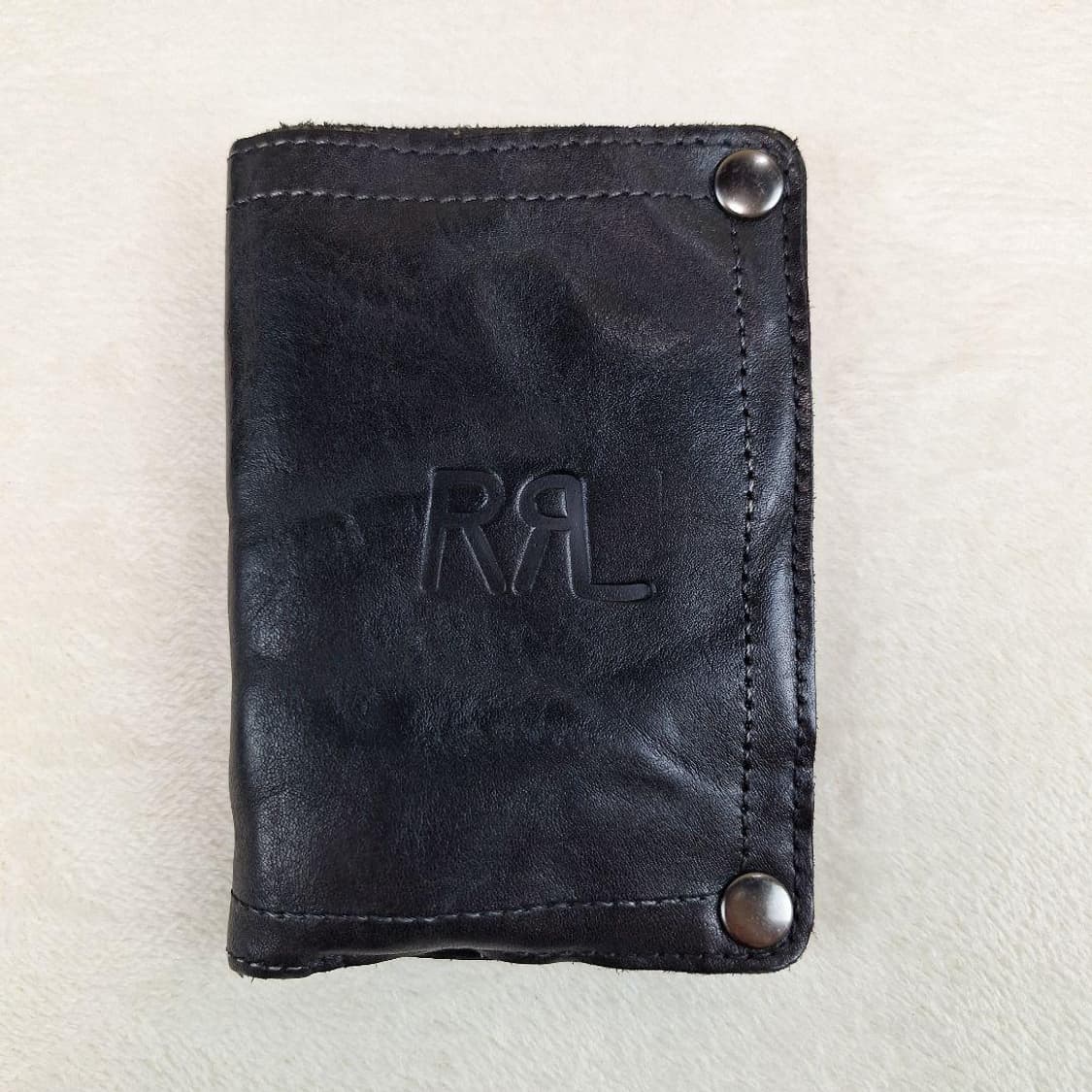 RRL 더블알엘 디스트레스드 레더 스냅 월렛 블랙 상품이미지1