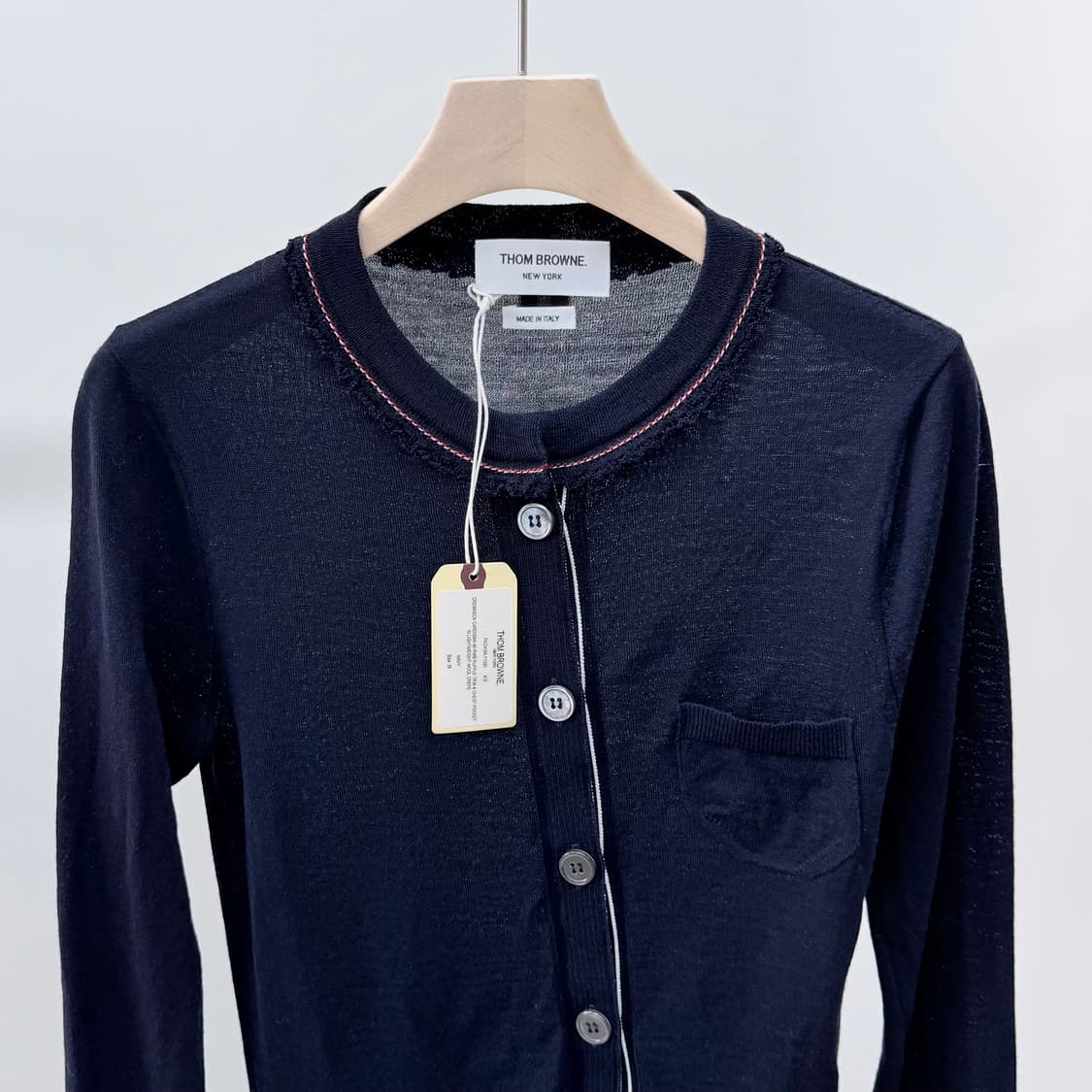 [미사용/38] 톰브라운 트리밍 여성 크루넥 가디건 네이비 상품이미지2