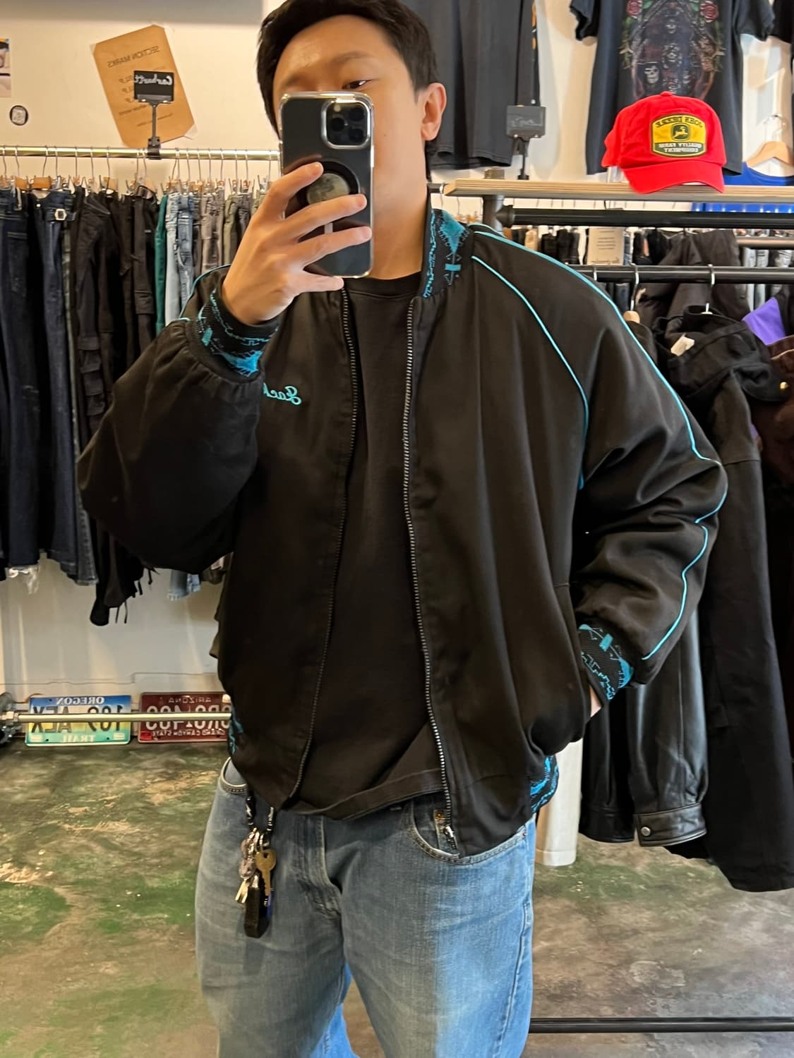 90's [L] 미국 빈티지 새틴 봄버 아즈텍 자켓 웨스턴 점퍼 상품이미지2