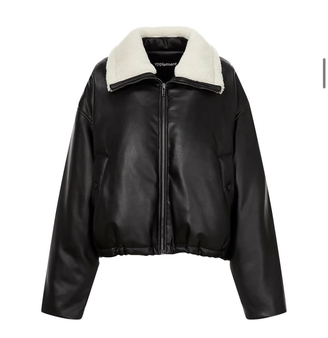 크롭 페이크레더 구스 다운 상품이미지1