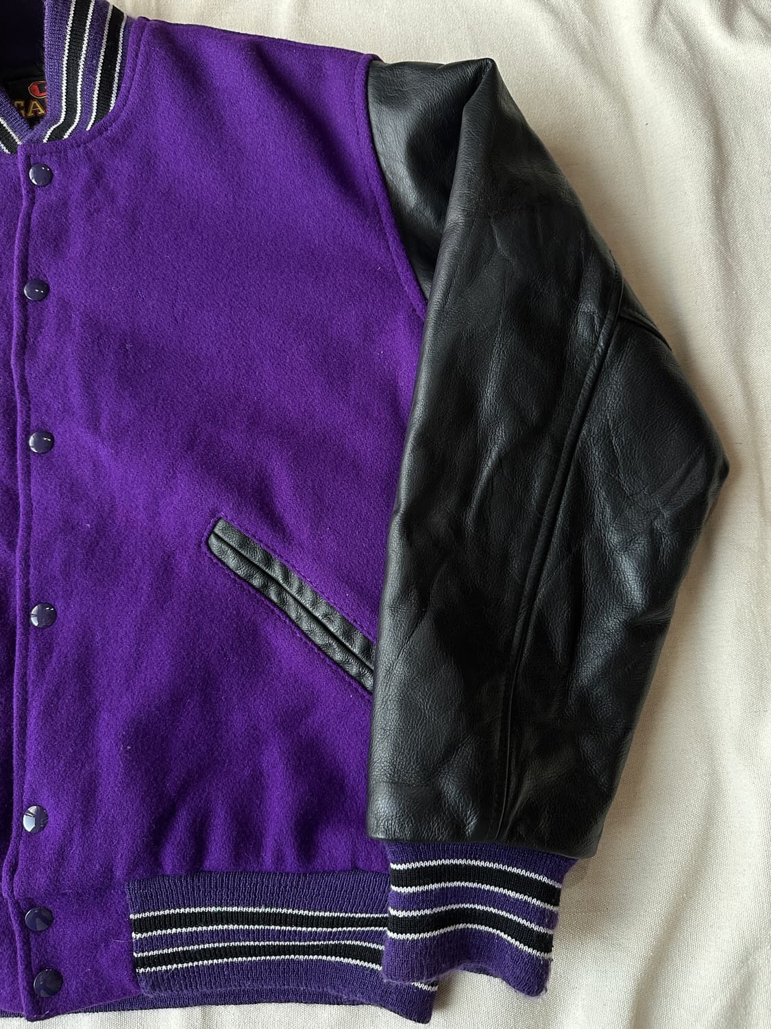 바시티 레더 자켓 made in USA 퍼플 100 상품이미지7