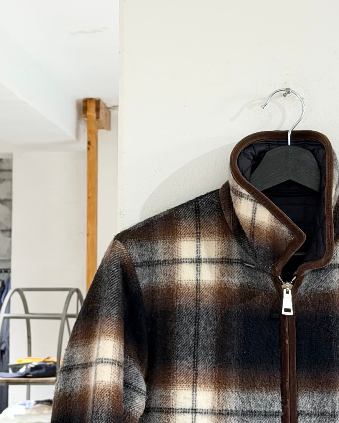 넘버나인 브라운 체크 리버서블 자켓 상품이미지3