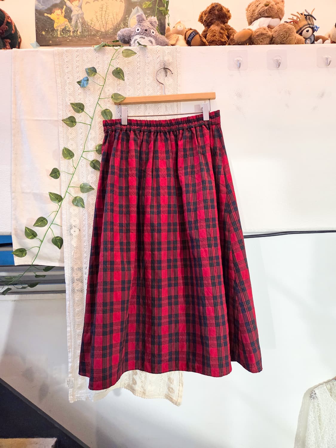 레드 체크 롱스커트 상품이미지4