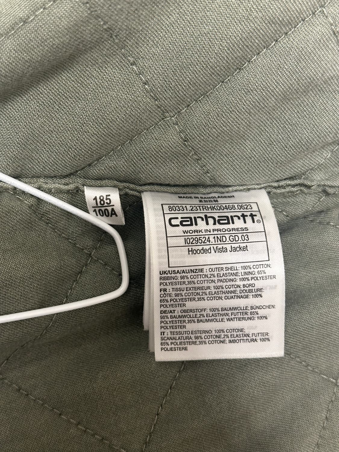 칼하트 wip 후드 비스타 자켓  스모크그린 XL 상품이미지3