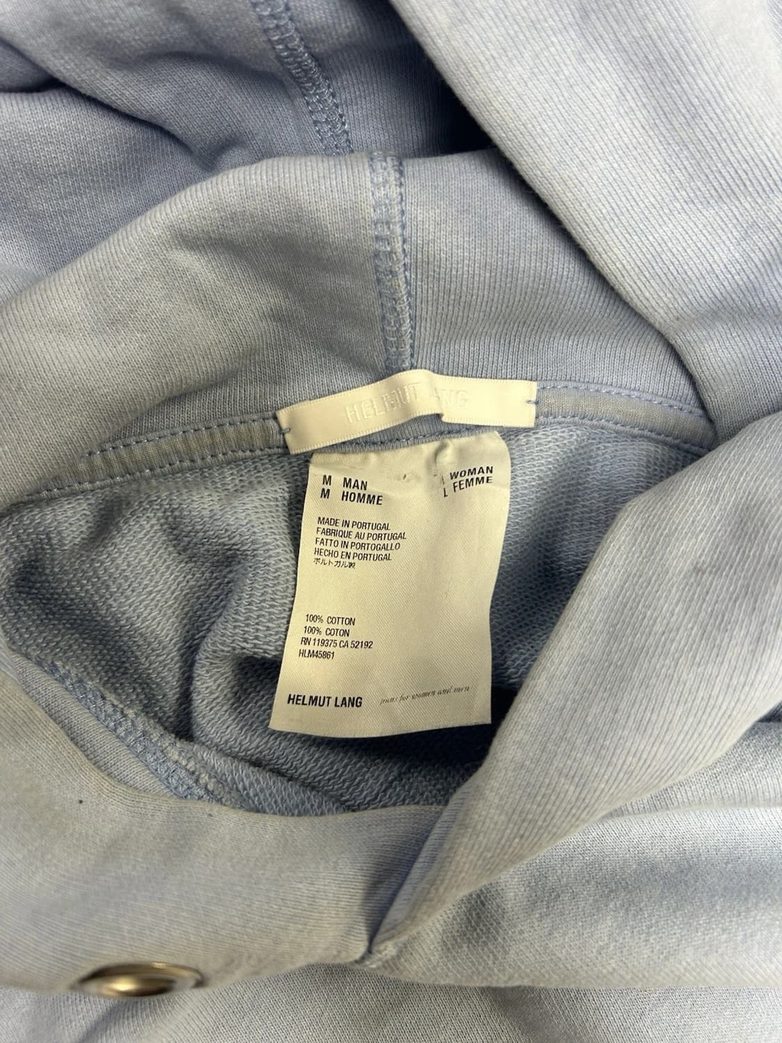 헬무트 랭 라이트 코튼 블루 후드티 상품이미지5