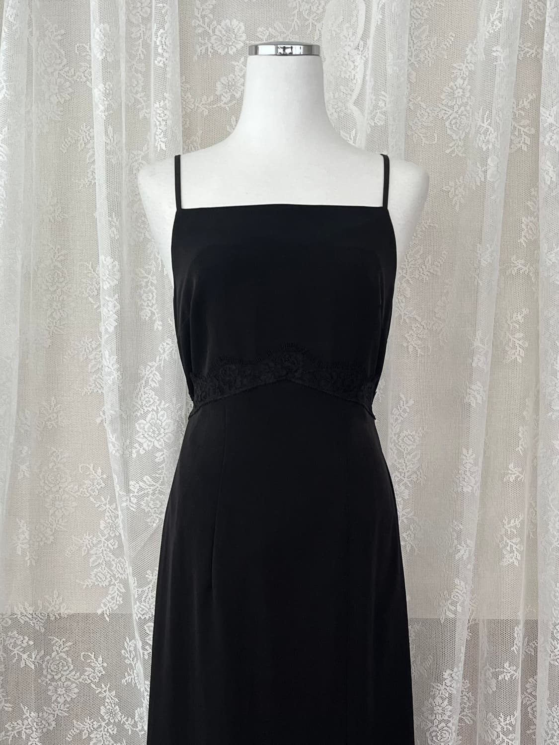 F) 오앨 OUEL 슬릿 레이스 슬립 드레스 블랙 상품이미지3