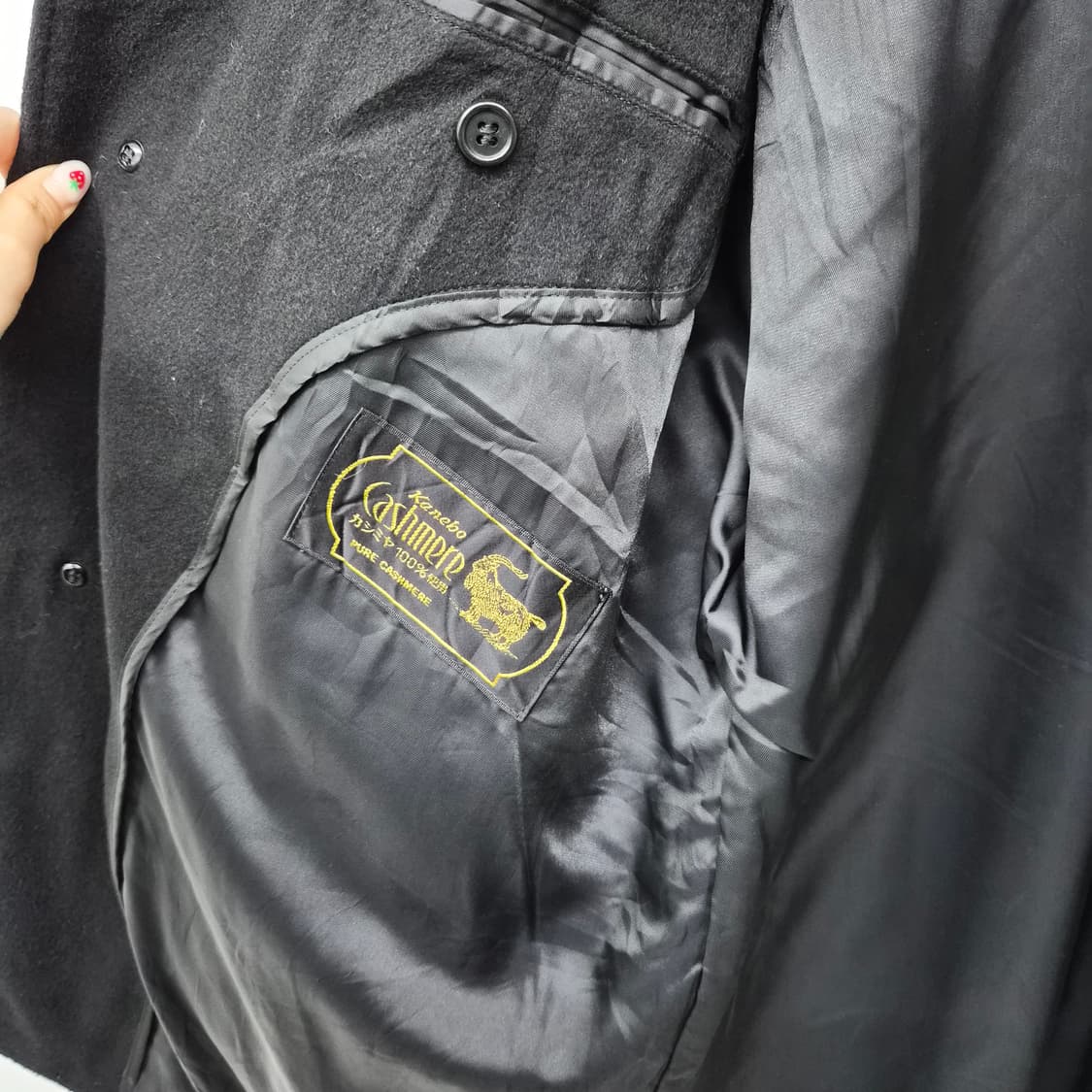 캐시미어 100% 블랙 기본 코트 남녀공용 L 상품이미지4