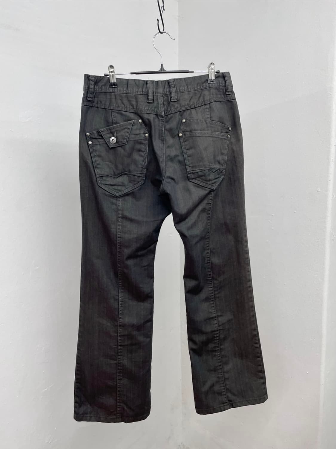 빈티지 블랙 코팅 버튼 절개 팬츠 상품이미지5