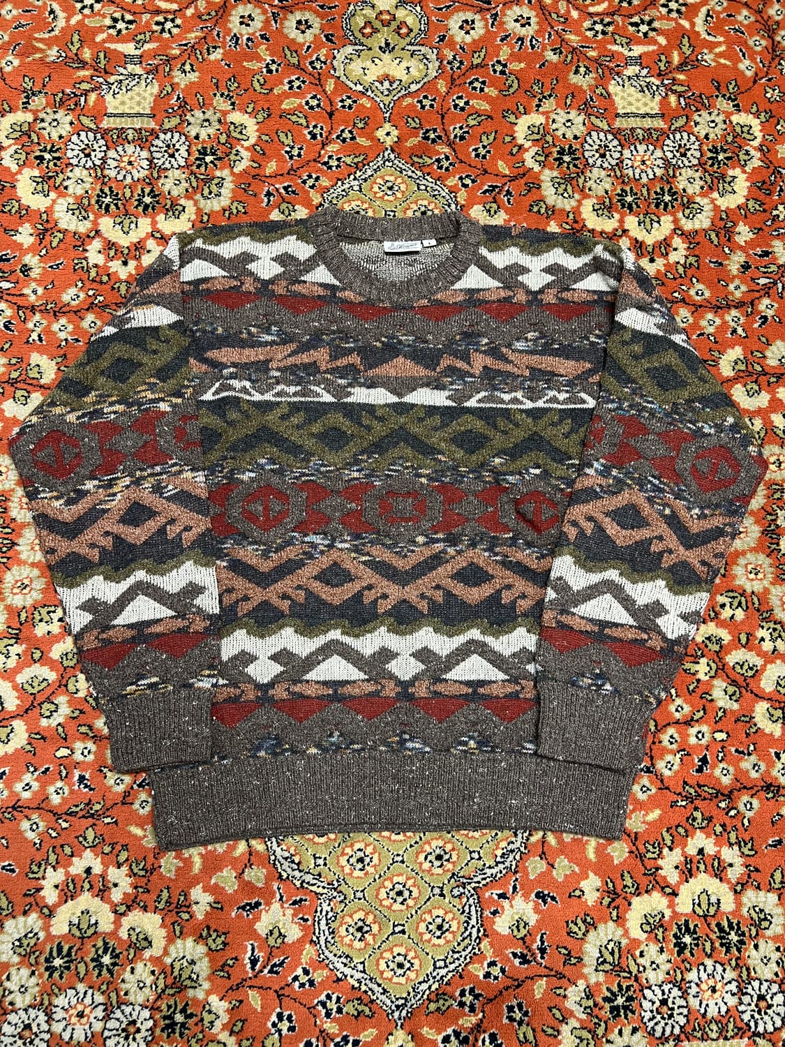 [L] 이태리 패턴 니트 브라운 상품이미지1