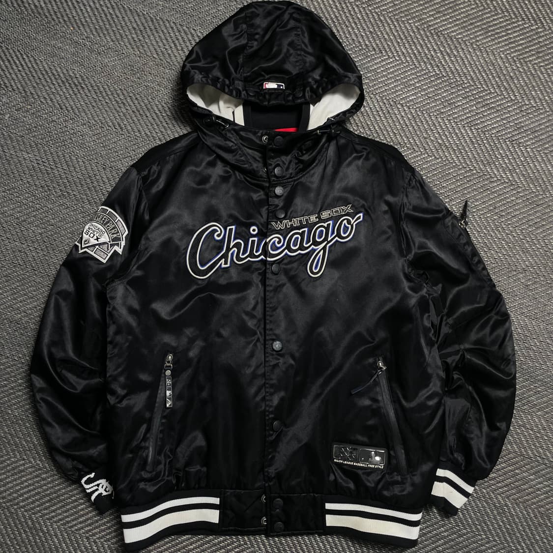 00s MLB 올드스쿨 화이트 삭스 빅로고 바시티 후디 자켓y 5219 상품이미지2